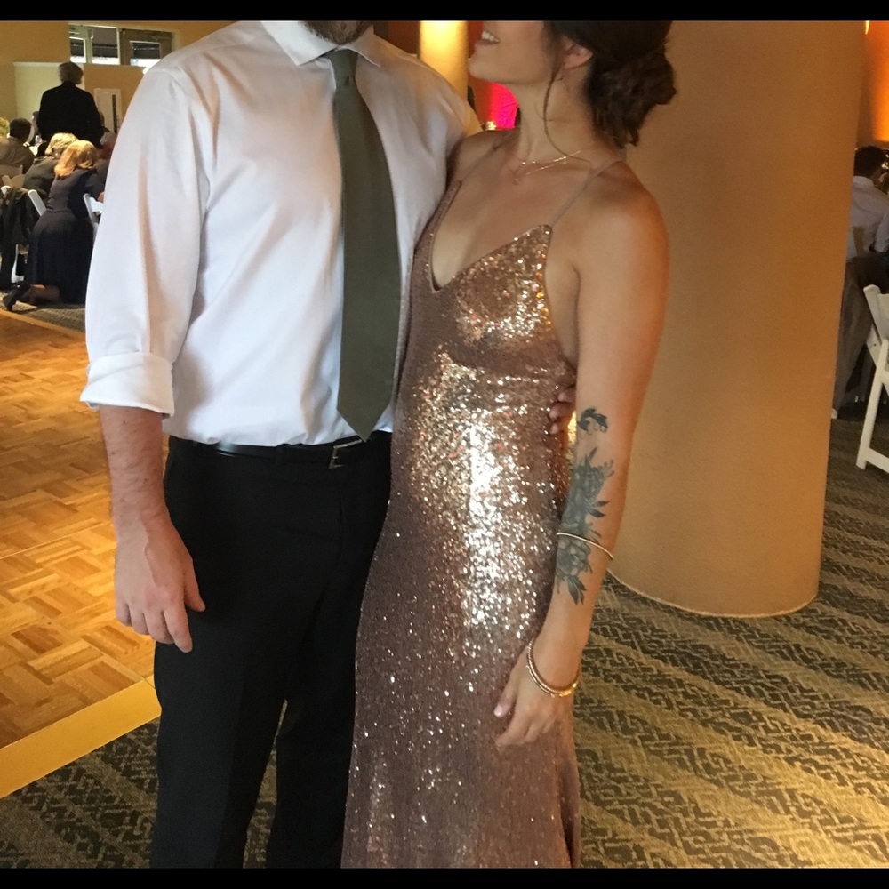 Lulu gold sequin gown * 1 strap needs repair*
